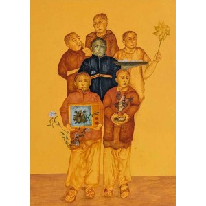 Emaan Rauf, 12 x 10, Gouache on Wasli, Figurative Painting, AC-EMR-002